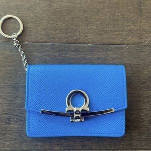 Salvatore Ferragamo Gancini Leather Card Case Blue